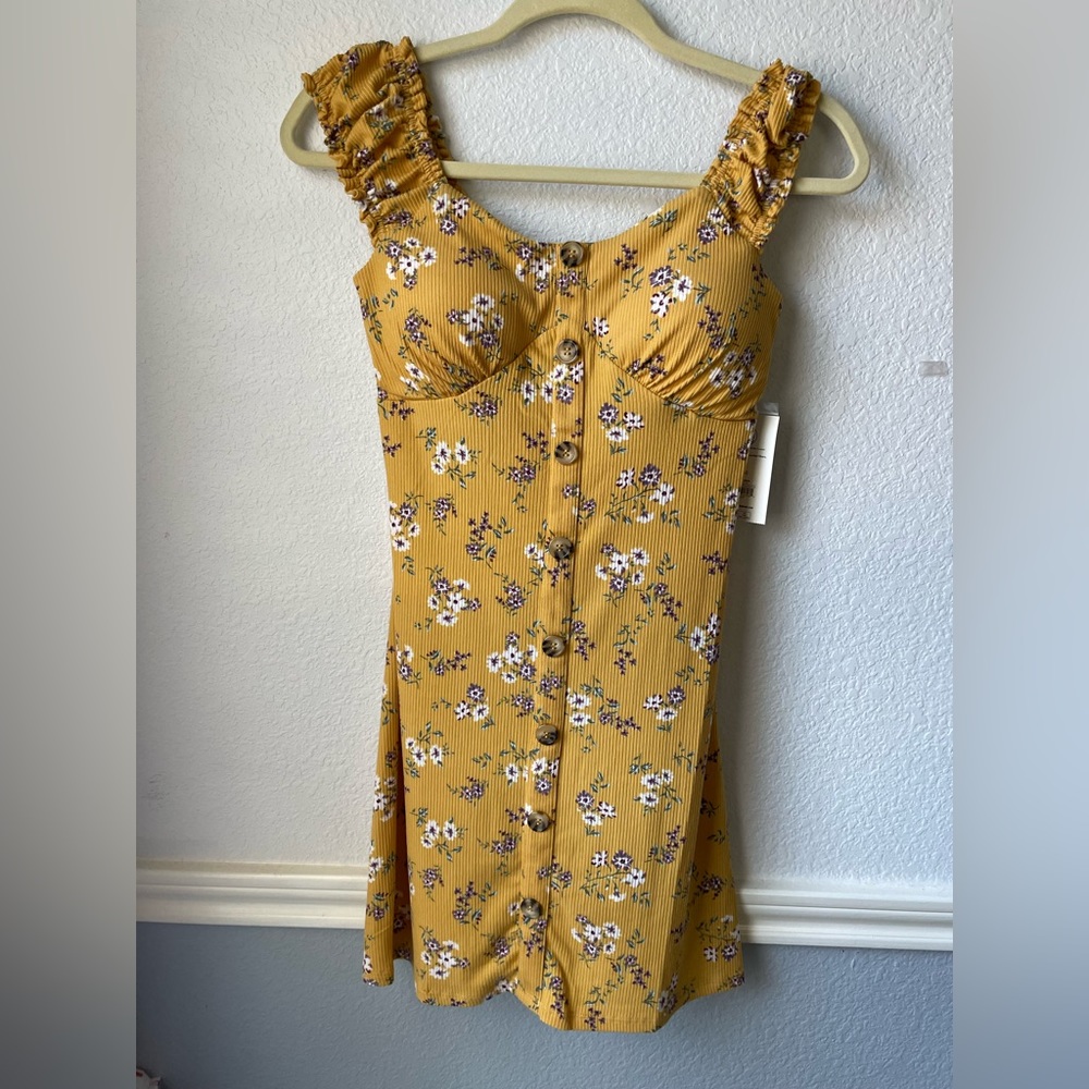 No Boundaries Juniors Button Front Floral Print Dress